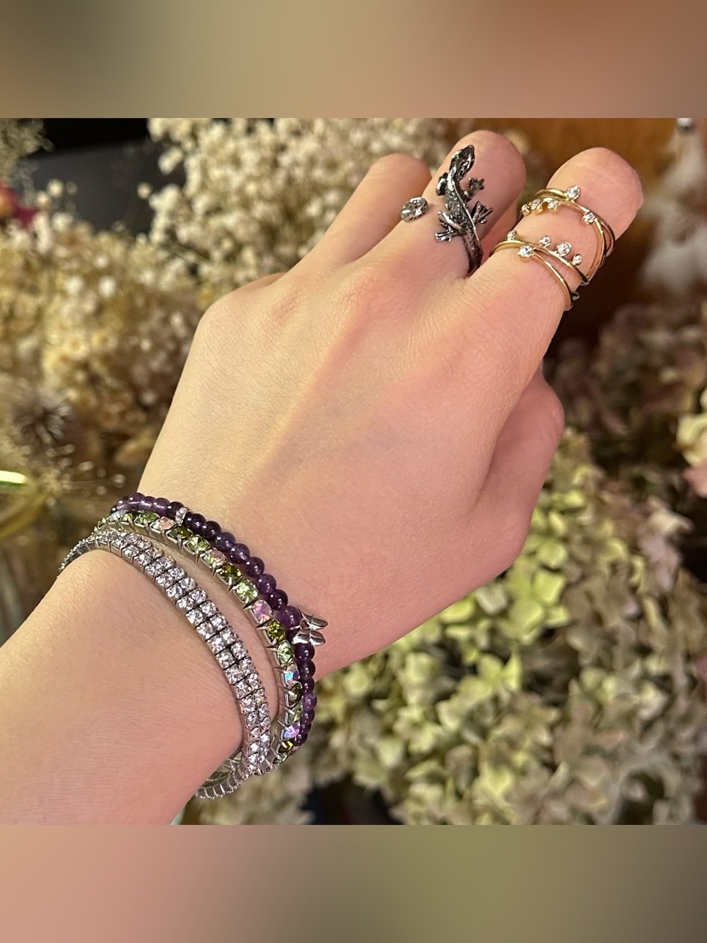 Bundle of 3 bracelets & 2 adjustable rings
